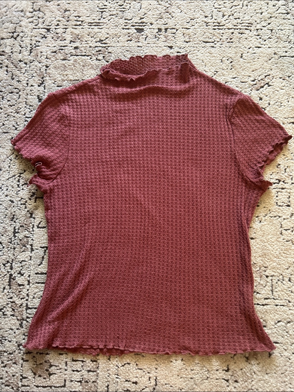 Waffle Knit Short Sleeve Top in Mauve